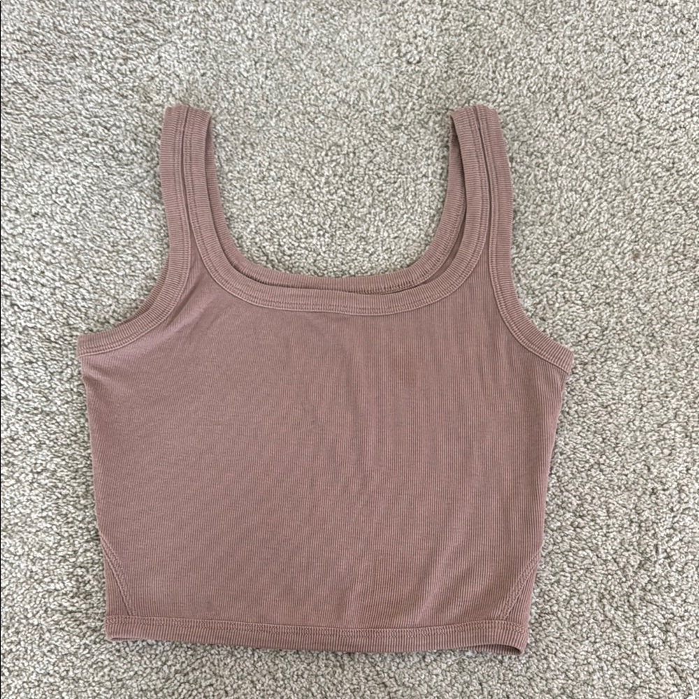 LULULEMON Tan Brown Ribbed Crop Tank Top 4/XS